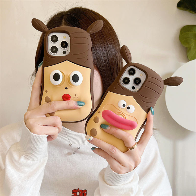 Case and Cover iPhone 14, 14 Pro Max Brown Pigtail Girl 3D Cartoon Pooky GrunX in India