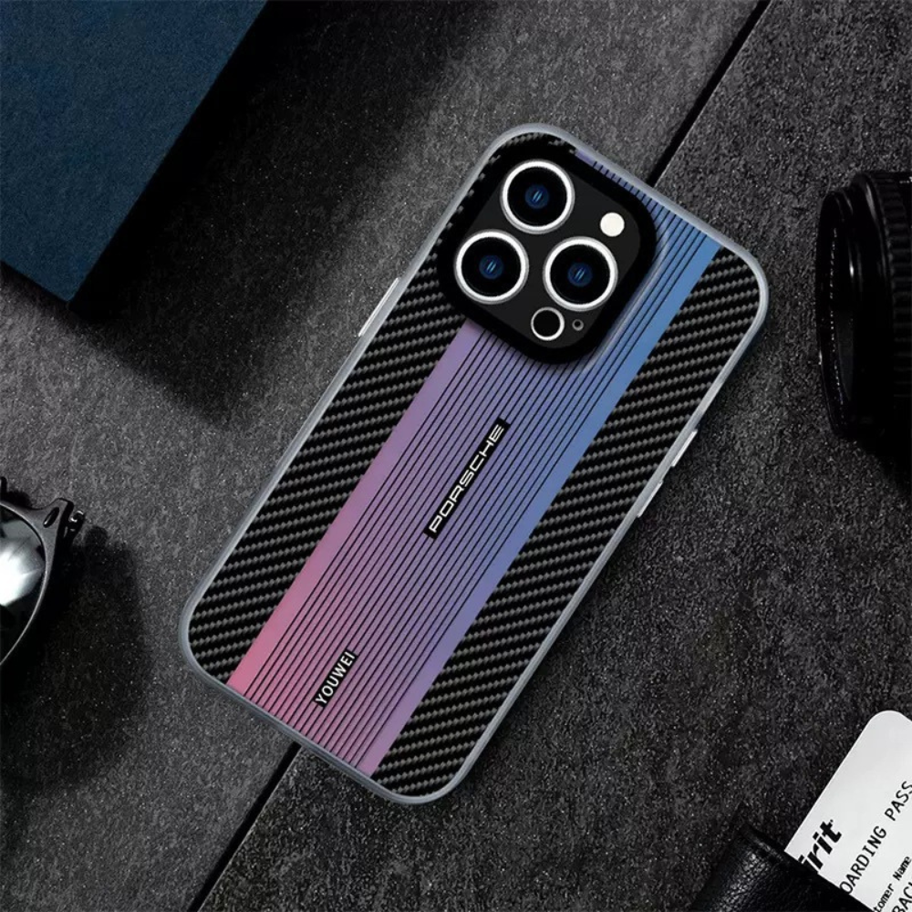 Case and Cover iPhone 13 Multi Color Carbon Fiber Textured Porsche GrunX in India