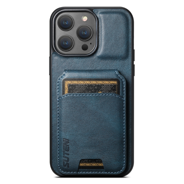 Rush - Premium Leather iPhone Case with Wallet Blue front view