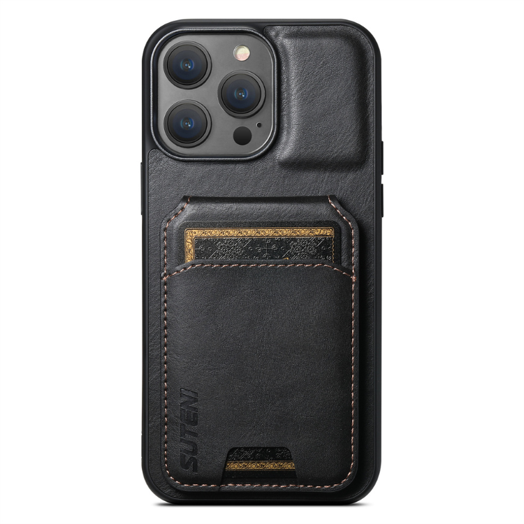 Rush - Premium Leather iPhone Case with Wallet black front view