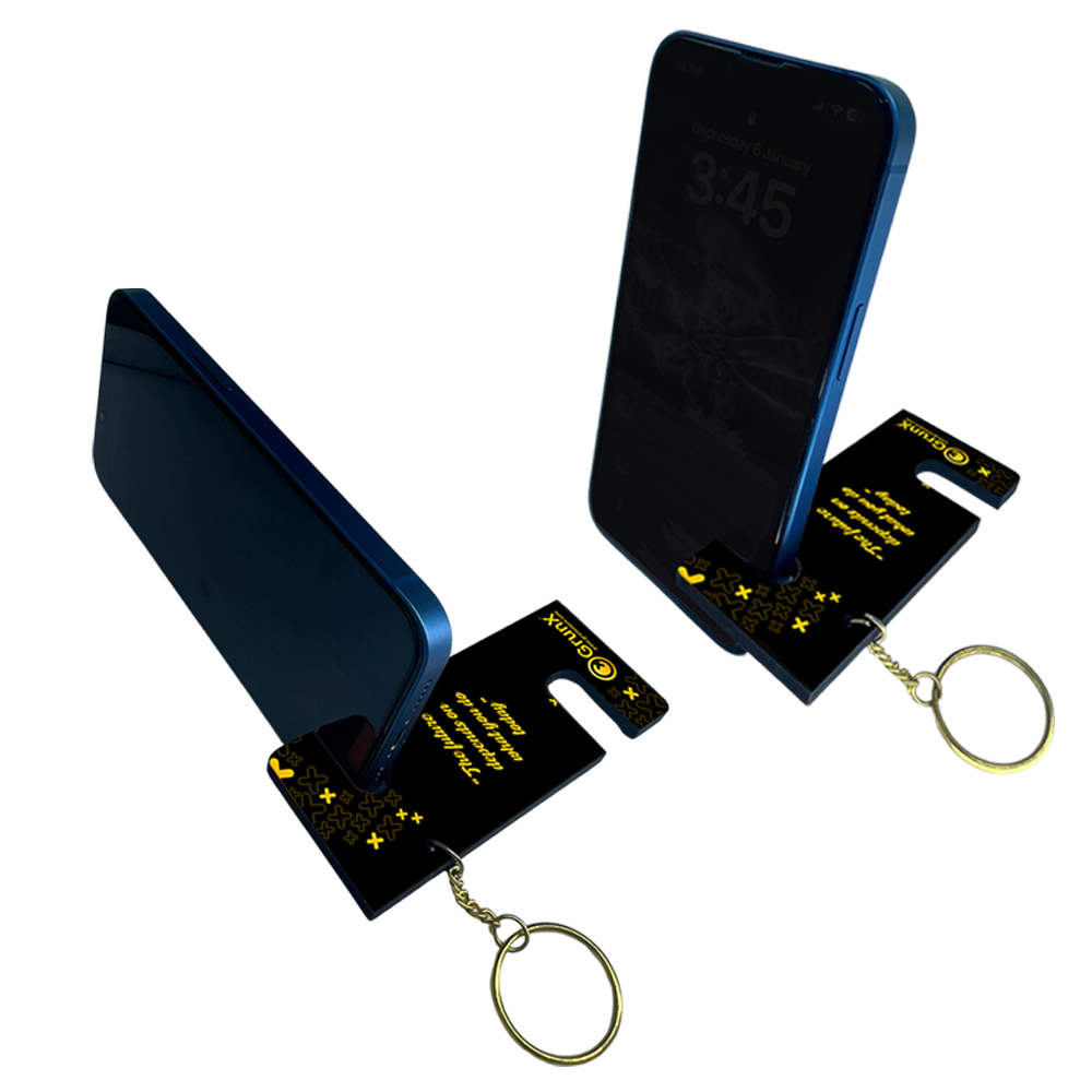 Mobile Stand and Keychain Smartphones Adjustable Black & Yellow Holding Smartphone Upright Pushpa Grunx in India