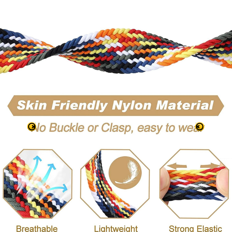 Watch Strap and Watch Band Apple Apple Watch Series 9, 8, 7, 6, 5, 4, 3, 2, 1,Se, Ultra & Ultra 2 38/40/41mm 42/44/45/49mm Multi Colour Breathable, Lightweight and Strong Elastic Rainbow GrunX in India