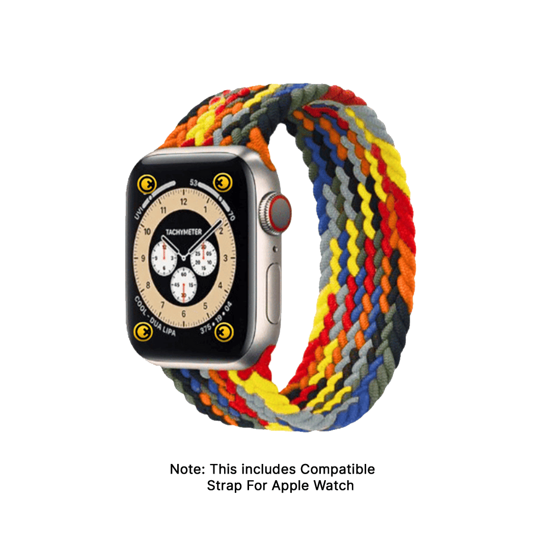 Watch Strap and Watch Band Apple Apple Watch Series 9, 8, 7, 6, 5, 4, 3, 2, 1,Se, Ultra & Ultra 2 38/40/41mm 42/44/45/49mm Multi Colour Front View Smartwatch Rainbow GrunX in India
