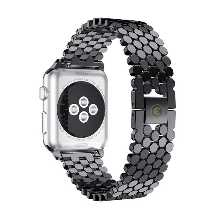 Watch Strap and Watch Band Apple Apple Watch Series 9, 8, 7, 6, 5, 4, 3, 2, 1,Ultra & Ultra 2 38/40/41mm 42/44/45/49mm Black Back View Smartwatch Rebel GrunX in India