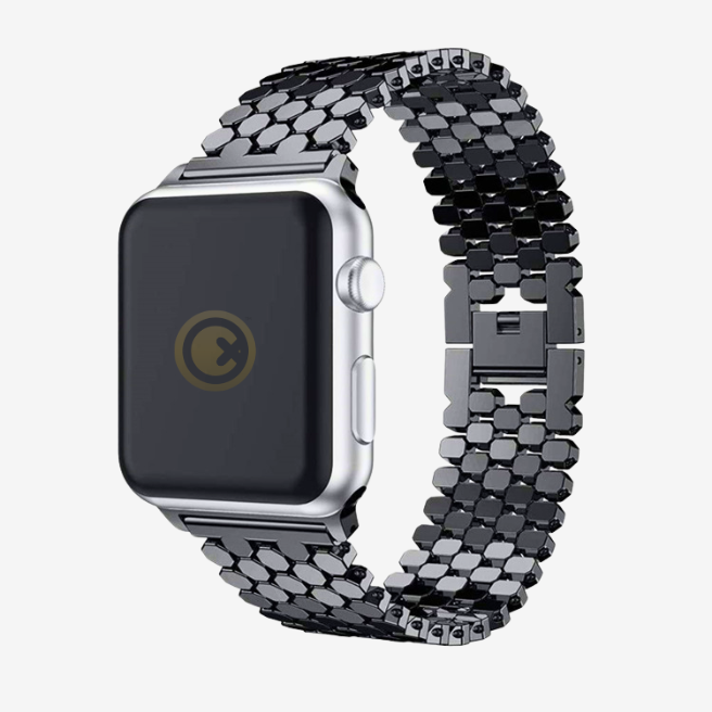 Watch Strap and Watch Band Apple Apple Watch Series 9, 8, 7, 6, 5, 4, 3, 2, 1,Ultra & Ultra 2 38/40/41mm 42/44/45/49mm Black Front view Smartwatch Rebel GrunX in India