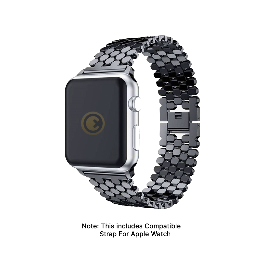 Watch Strap and Watch Band Apple Apple Watch Series 9, 8, 7, 6, 5, 4, 3, 2, 1,Ultra & Ultra 2 38/40/41mm 42/44/45/49mm Black Photo With Description Of Compatible Strap Rebel GrunX in India