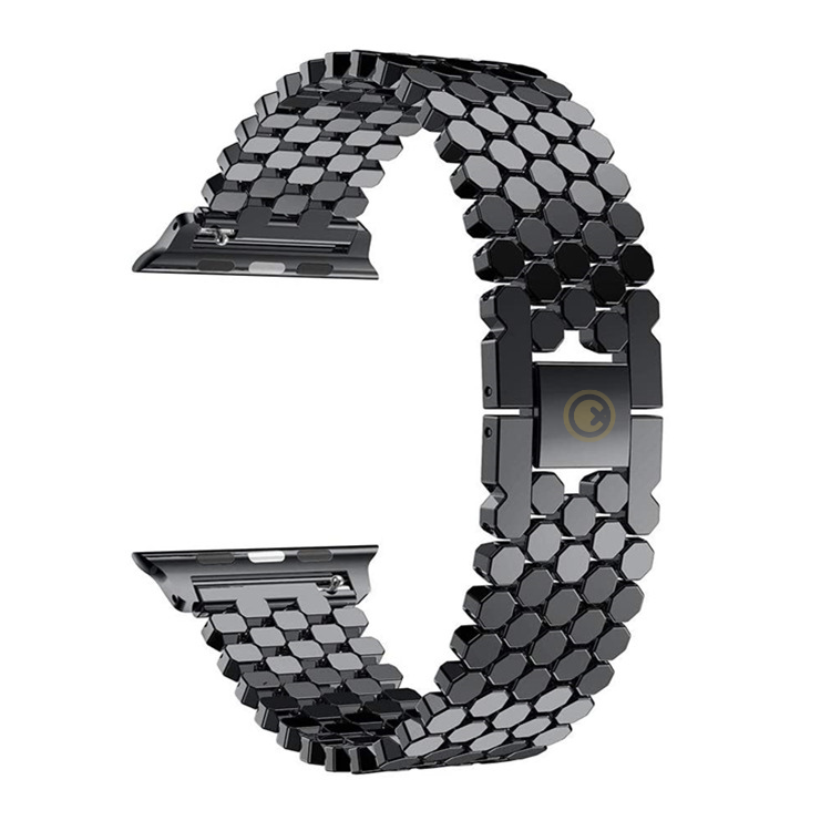 Watch Strap and Watch Band Apple Apple Watch Series 9, 8, 7, 6, 5, 4, 3, 2, 1,Ultra & Ultra 2 38/40/41mm 42/44/45/49mm Black Showing Stainless Steel Watch Strap Rebel GrunX in India