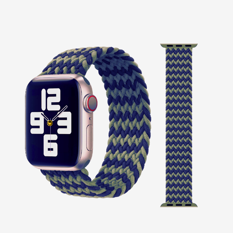 Watch Strap and Watch Band Apple Apple Watch Series 9, 8, 7, 6, 5, 4, 3, 2, 1,Se, Ultra & Ultra 2 38/40/41mm 42/44/45/49mm Blue Green Crafted Elastic Braided With Nylon Design Robin GrunX in India