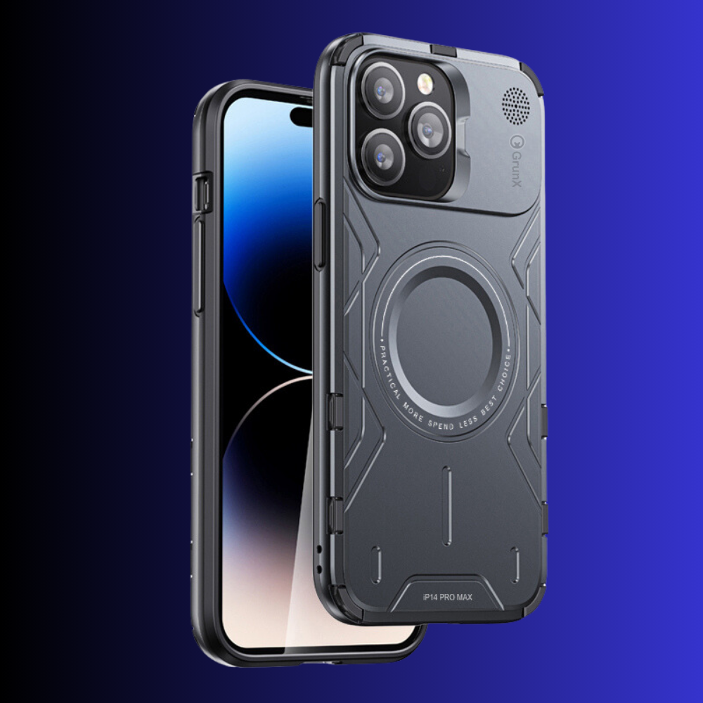 Case and Cover iPhone 14 Gray Front and Back View Robot GrunX in India