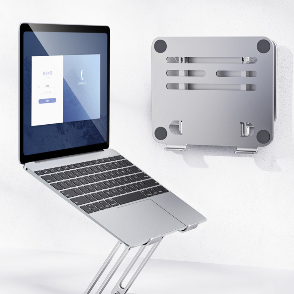 Laptop and iPad Stand Macbook & iPad Laptop Adjustable Silver Laptop On Stand Rock GrunX in India