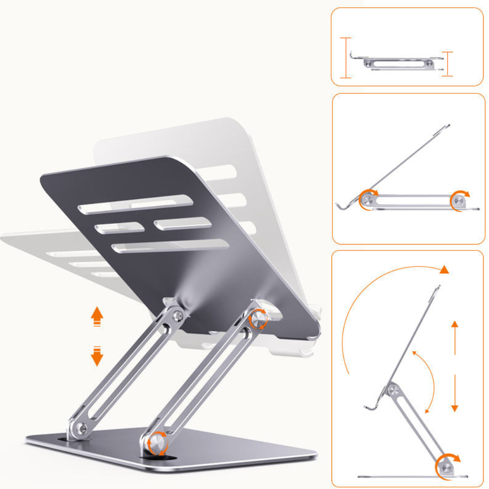 Laptop and iPad Stand Macbook & iPad Laptop Adjustable Silver Showing Height and Angle Rock GrunX in India