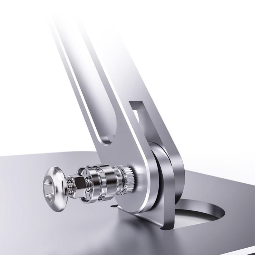 Laptop and iPad Stand Macbook & iPad Laptop Adjustable Silver Showing Hinge Mechanism Rock GrunX in India