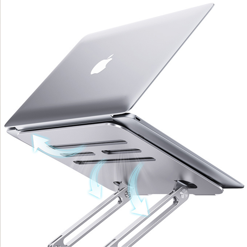 Laptop and iPad Stand Macbook & iPad Laptop Adjustable Silver Showing Ventilation Rock GrunX in India