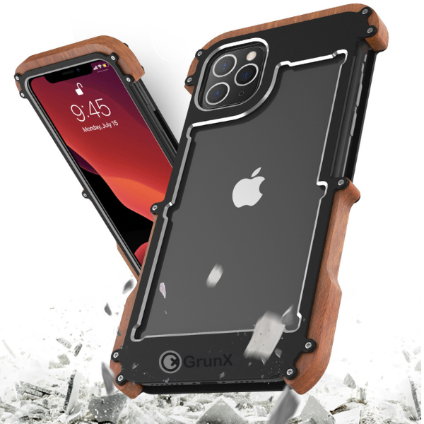 Case and Cover iPhone 15 Black Wooden Edge Rocket GrunX in India