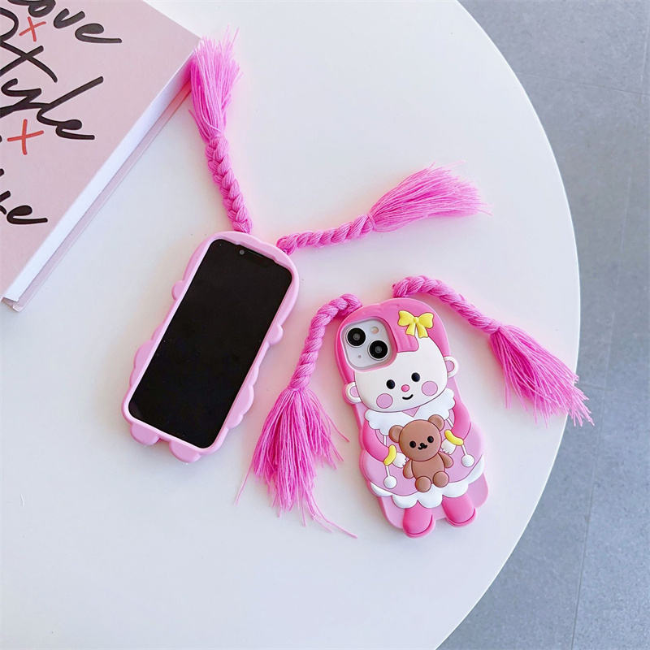 Case and Cover iPhone 14, 14 Pro Max Pink and White Front and Back View Sandra GrunX in India
