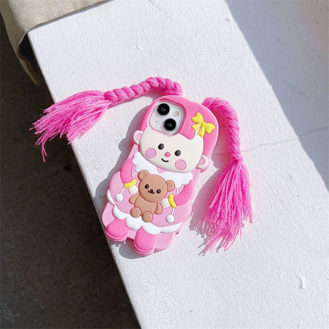 Case and Cover iPhone 15 Pink and White Camera Lens Protection Sandra GrunX in India