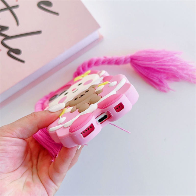 Case and Cover iPhone 15 Plus, 15 Pro, 15 Pro Max Pink and White Bottom View Sandra GrunX in India