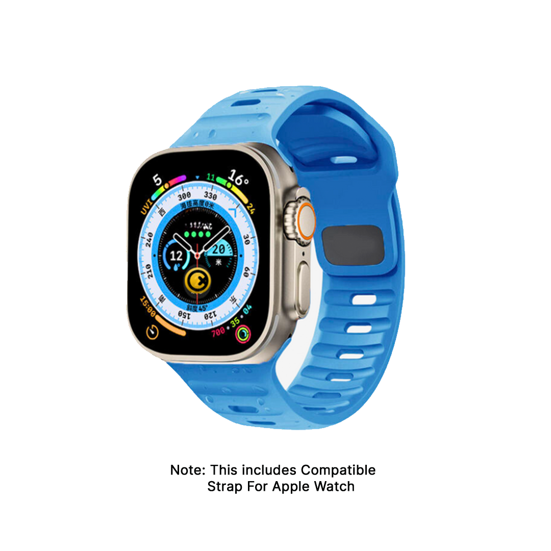 Watch Strap and Watch Band Apple Apple Watch Ultra Series 1 & 2 42/44/45/49mm Blue Front View Smartwatch Sigma GrunX in India