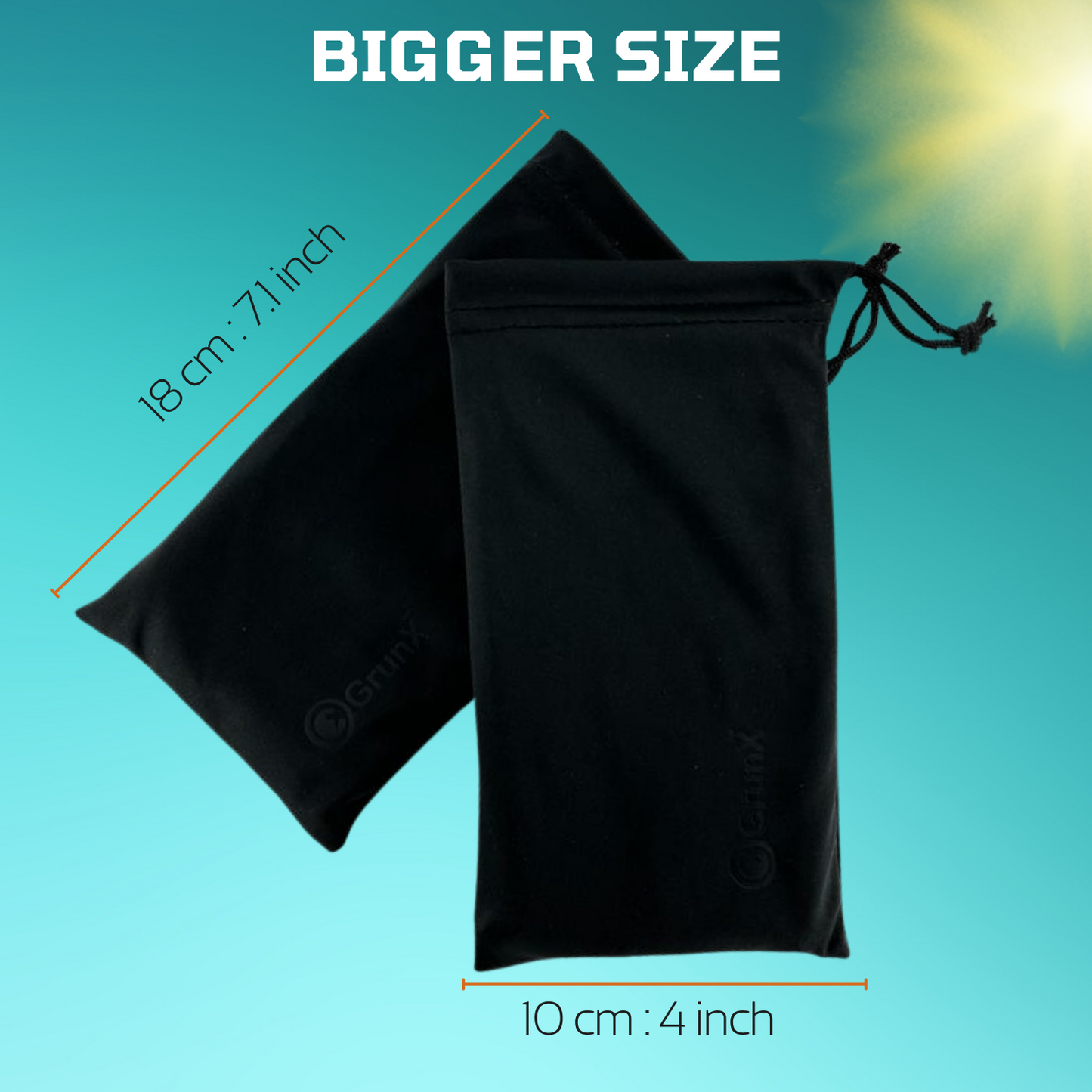 Soft microfiber pouch bag for eyeglasses and delicate items.