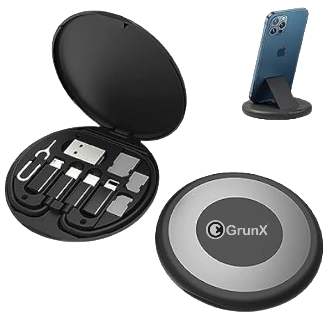 Travel Set Android and Apple Devices Portable Black Multifunctional Adapter Kit Stuff GrunX in India