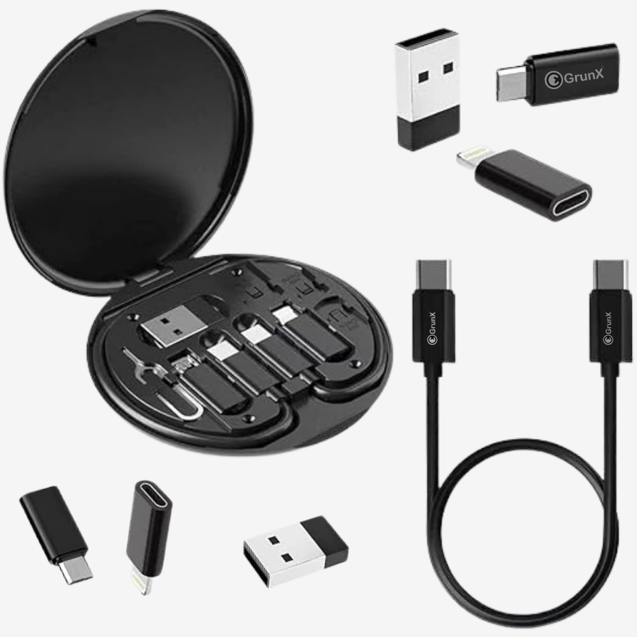 Travel Set Android and Apple Devices Portable Black Showcasing All Product Stuff GrunX in India