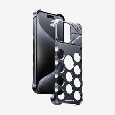 Case and Cover iPhone 16 Pro Max Silver Multiple Circular Cutouts for Enhanced Ventilation and a Rugged Aesthetic Thanos GrunX in India