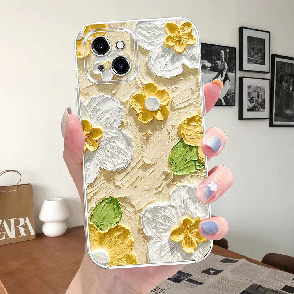 Case and Cover iPhone 13, 13 Pro Max, 14 14 Pro Max  Yellow Oil Painting Flower Tulip GrunX in India