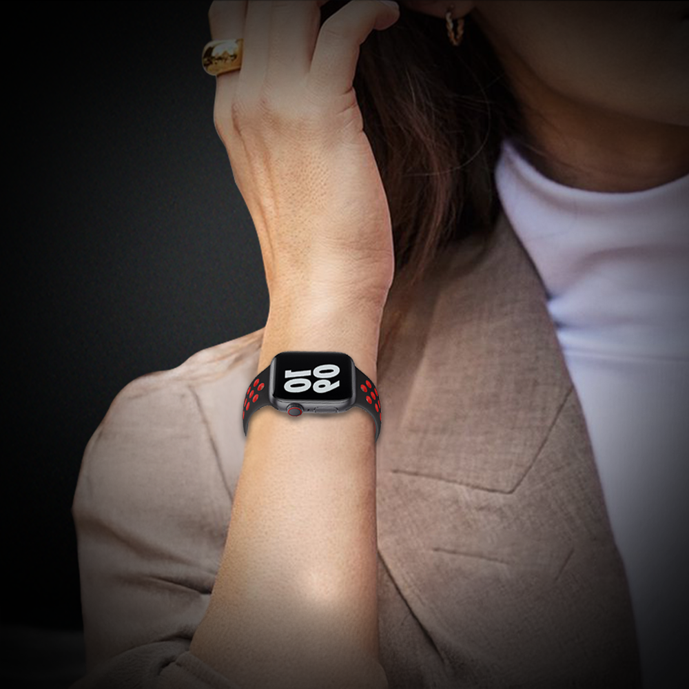 Watch Strap and Watch Band Apple Apple Watch Series 9, 8, 7, 6, 5, 4, 3, 2, 1,Se, Ultra & Ultra 2 38/40/41mm 42/44/45/49mm Rose Red & Black Woman Flaunting Smartwatch Velvet GrunX in India