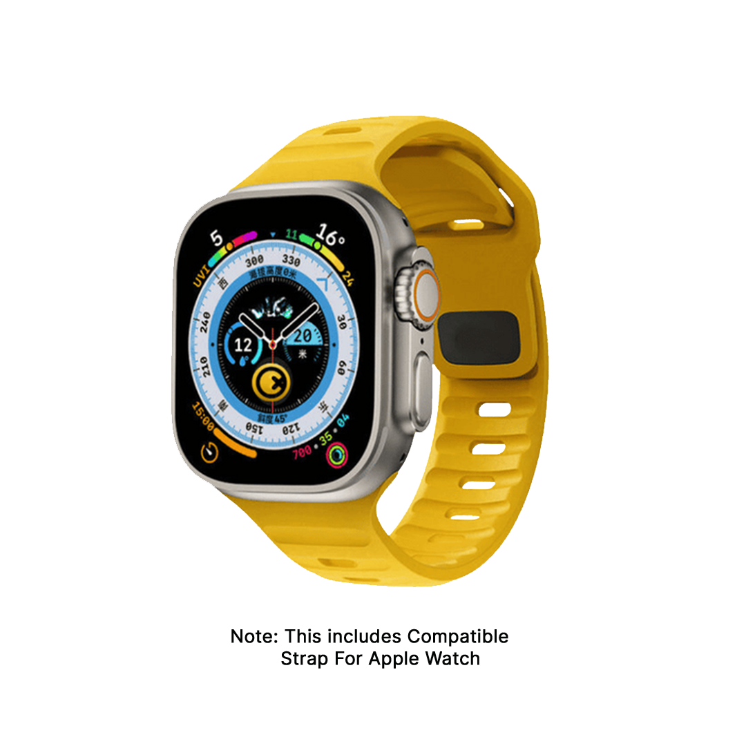 Watch Strap and Watch Band Apple Apple Watch Ultra Series 1 & 2 42/44/45/49mm Yellow Front View Smartwatch Yahoo GrunX in India