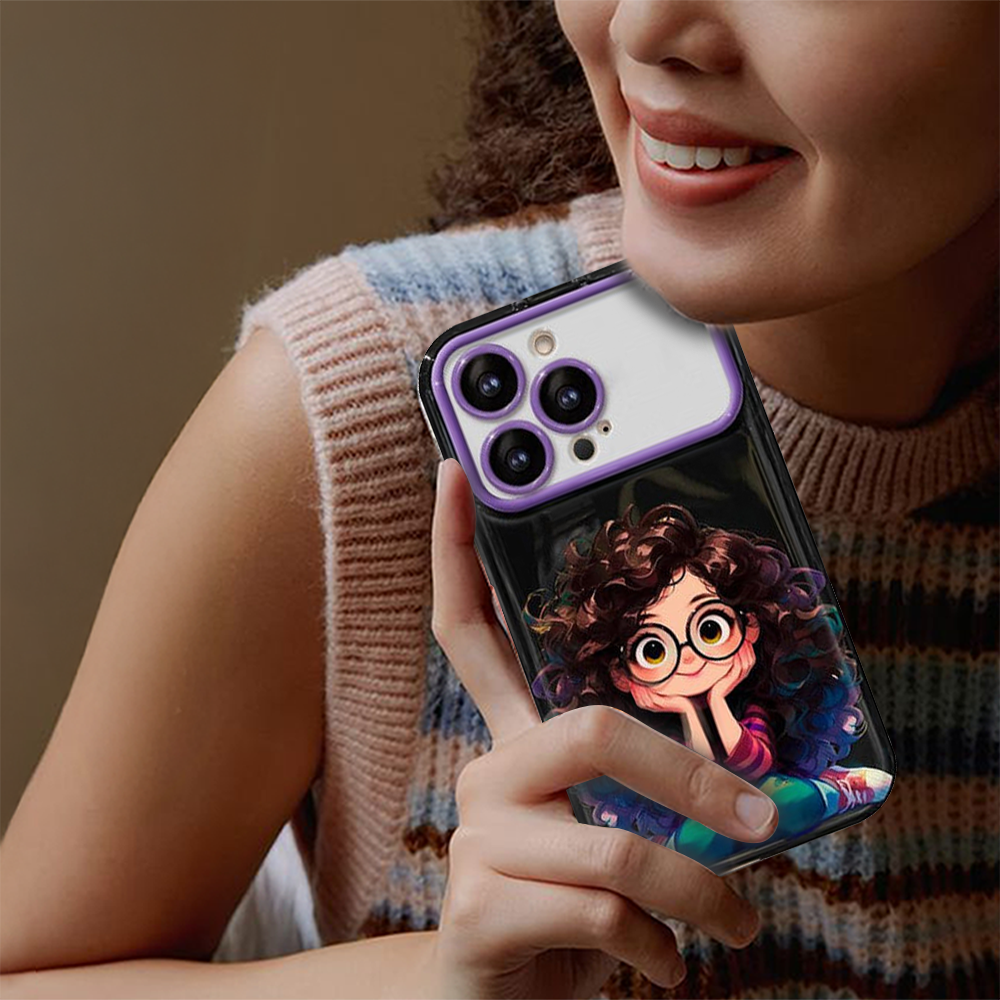 Case and Cover iPhone 15, 15 Plus, 15 Pro, 15 Pro Max Purple Woman Showcasing Back View Zoya GrunX in India