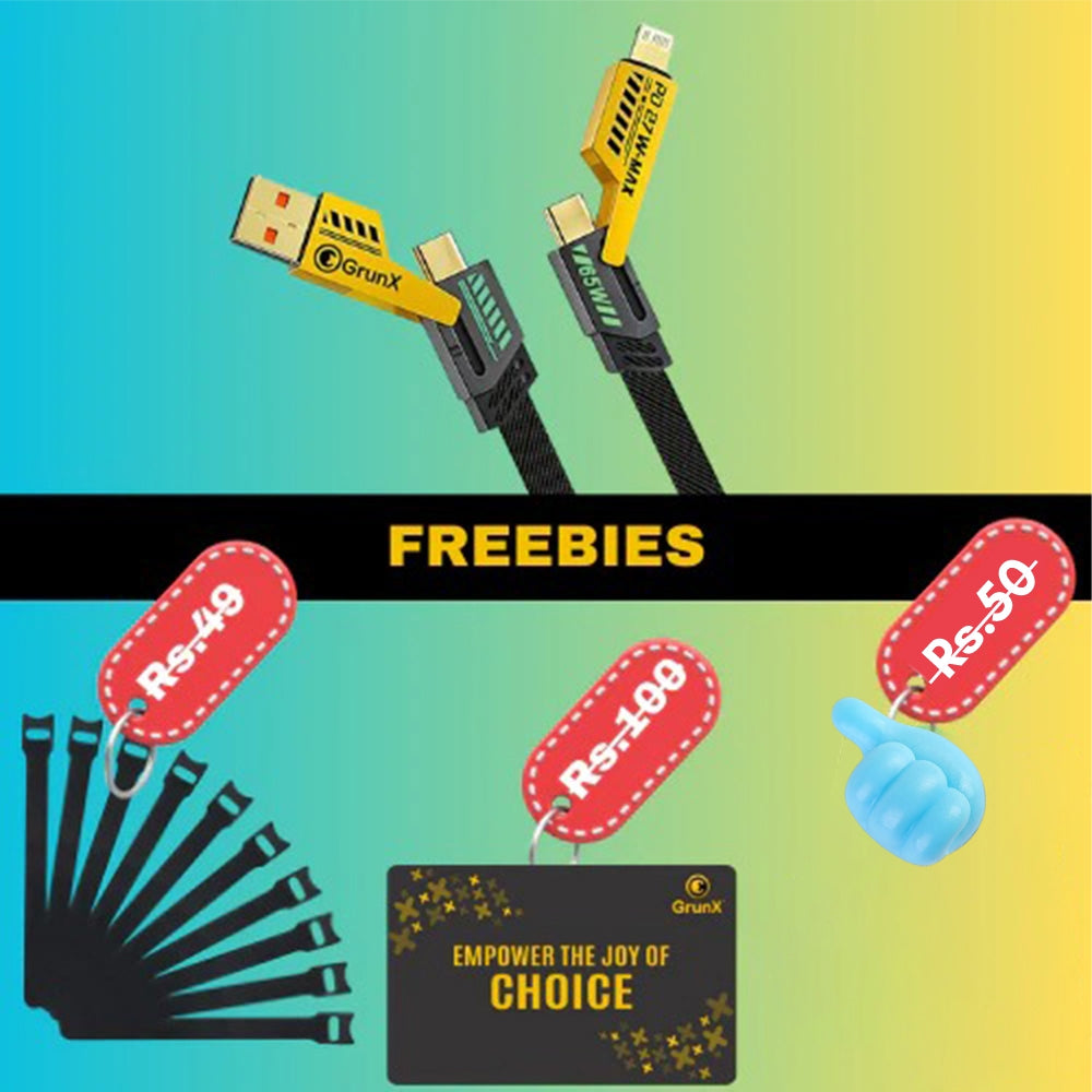 INBAE (2025 Model) 4 in 1 Fast Charging Cable | USB & Lightning Cable (65W)