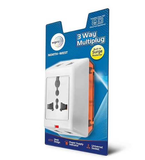 Wipro 3 Way Multiplug Adaptor with 1 Universal Sockets