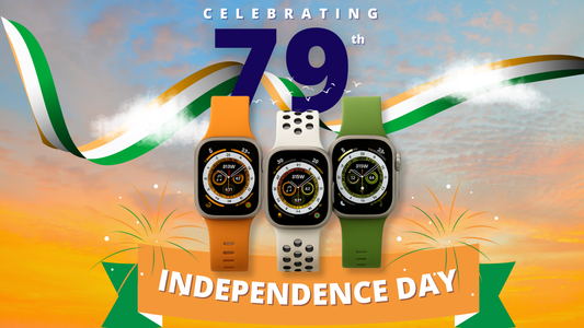 Independence Day 79th celebration banner with tricolour theme smartwatch straps   Smartwatches with tricolour straps for India’s 79th Independence Day celebration