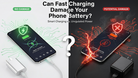 Fast charging vs unregulated charger comparison showing impact on phone battery health
