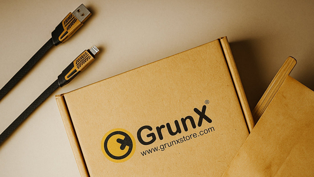 GrunX premium eco-friendly packaging guaranteeing safe, fresh and secure delivery of mobile accessories and devices across India