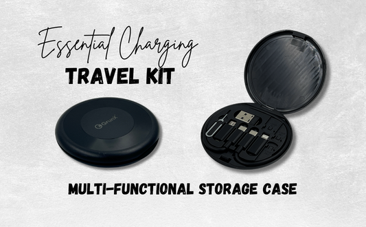 GRUNX 60W fast charging travel cable set with multiple connectors, compact storage case and universal compatibility for iPhone and Android devices