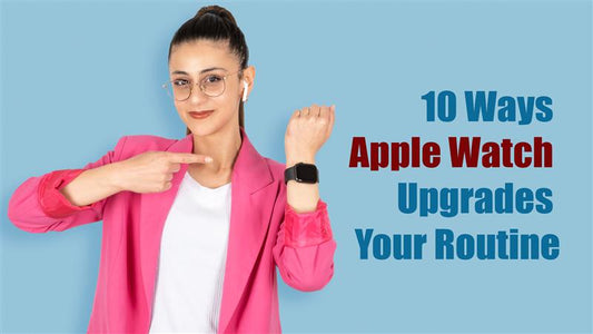 Apple Watch daily routine concept showing health tracking, notifications, fitness activity rings and smart features improving productivity and lifestyle