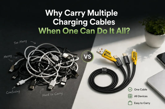GrunX 4 in 1 charging cable vs multiple tangled cables – one cable for all devices India
