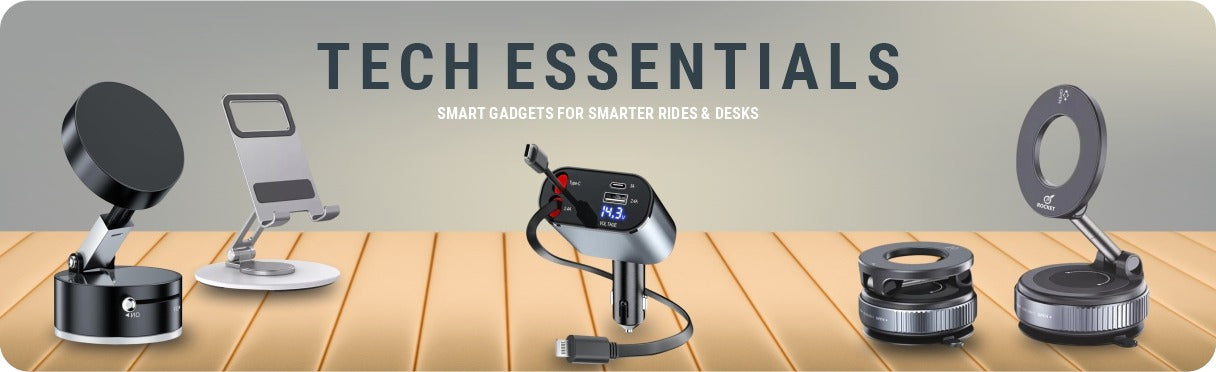 GRUNX tech essentials collection featuring professional laptop stands, multi-port USB hubs, charging stations and productivity accessories for Indian professionals and workspaces
