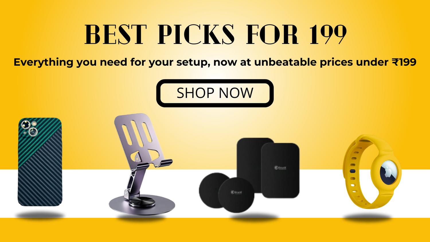 Best phone accessories under ₹199 in India – budget mobile gadgets, charging cables and everyday essentials by GrunX