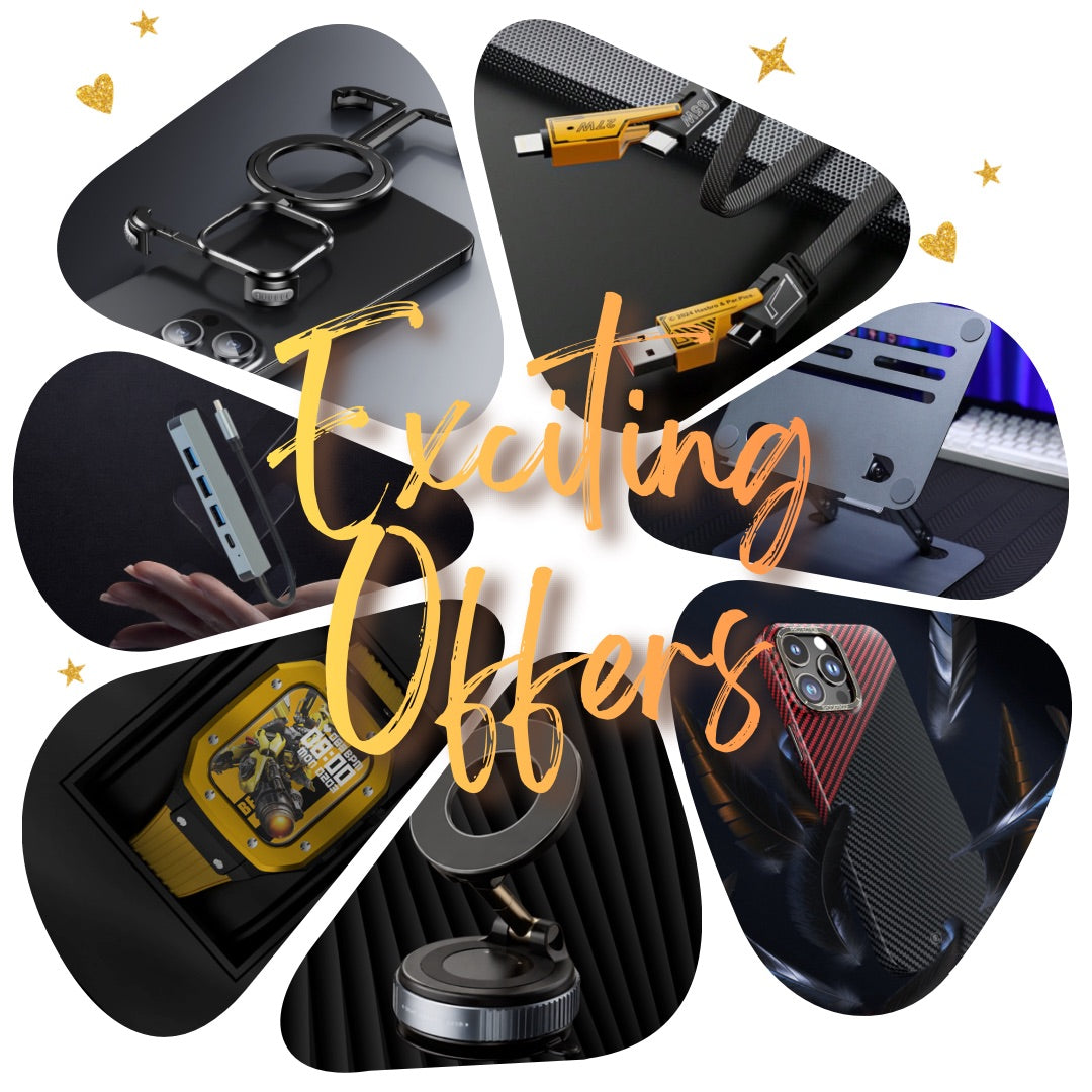 GRUNX offers and deals collection featuring massive discounts up to 90% off on tech accessories including chargers, phone cases, car accessories and premium gadgets