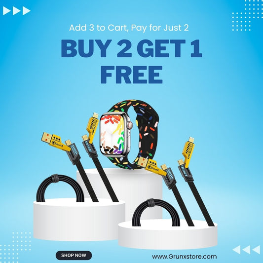 Buy INBAE 4 in 1 Fast Charging Cable & Get Star Colorful Silicon Watch Strap Free!