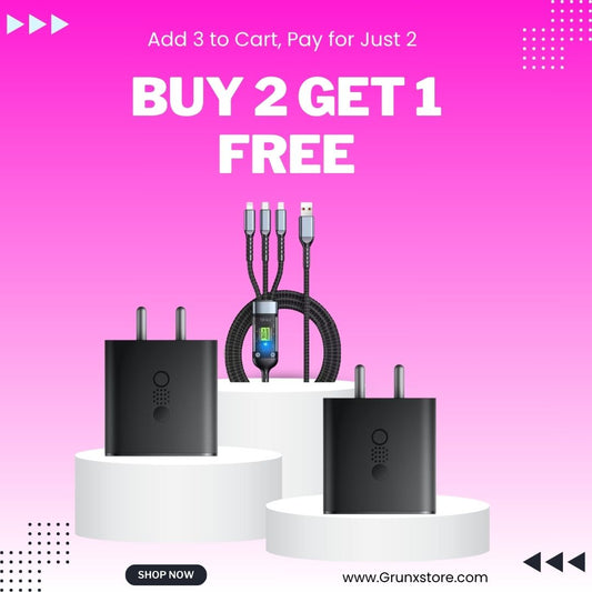 Buy Nothing 100w GaN Fast Charging Adapter & Get Trono 3 in 1 LED Charging Cable Free