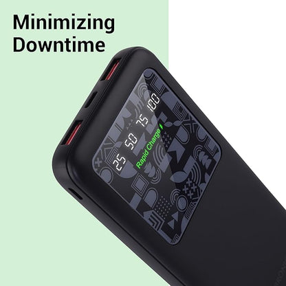 Zebronics power bank dual USB ports and Type-C port design for minimizing charging downtime