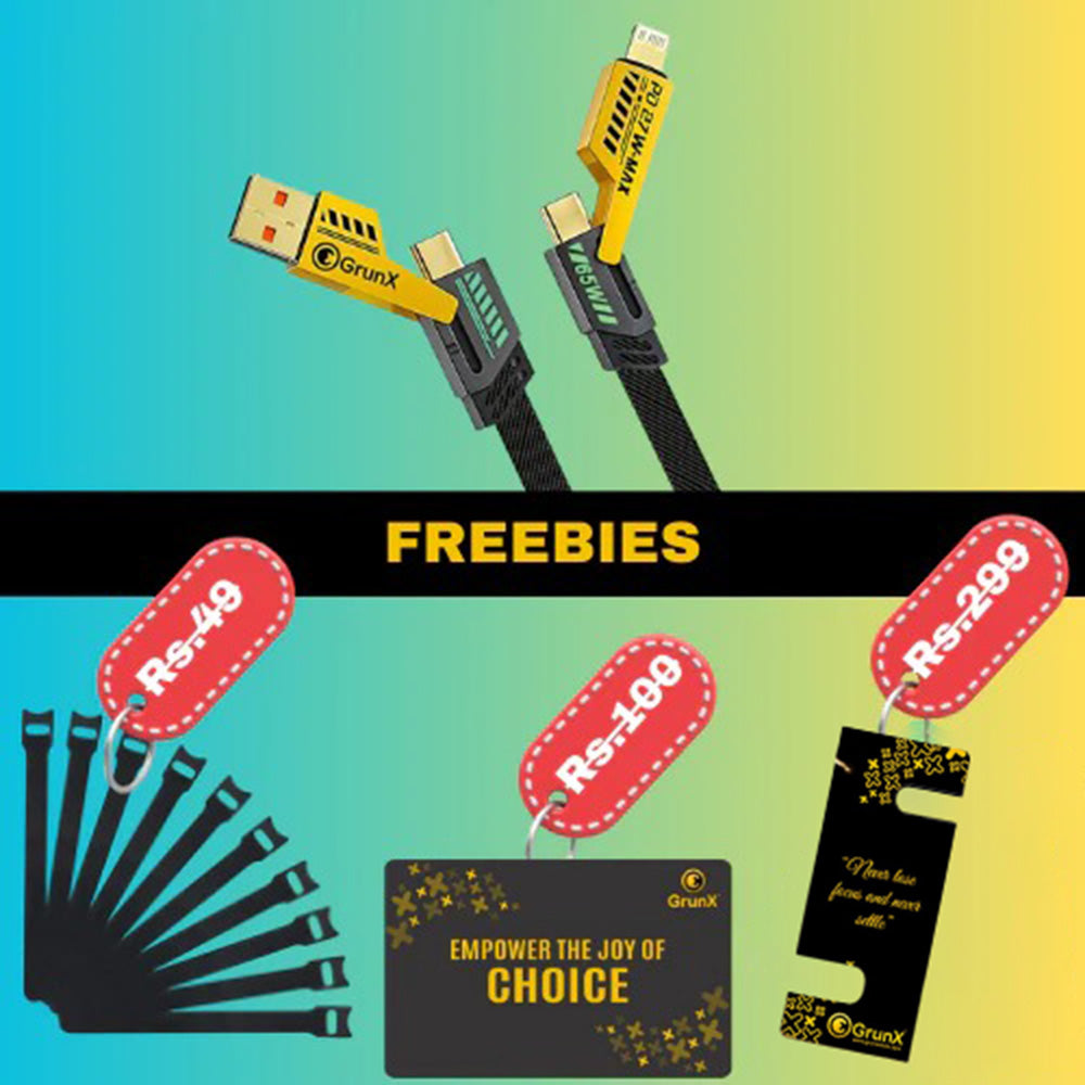 INBAE (2025 Model) 4 in 1 Fast Charging Cable | USB & Lightning Cable (65W)