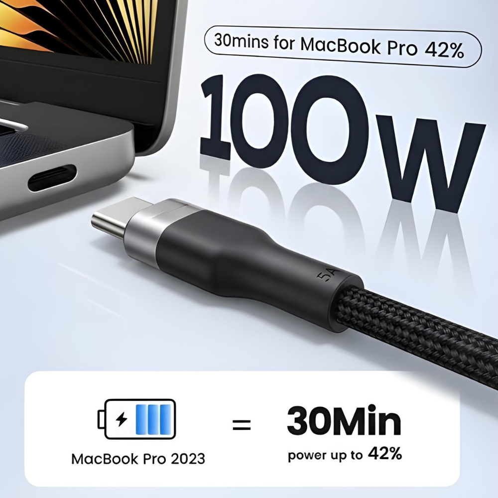Charging Cable All Devices Android and Apple Devices 2 Meter Silver and Black Bundled With Velcro Strap Flash  GrunX in India
