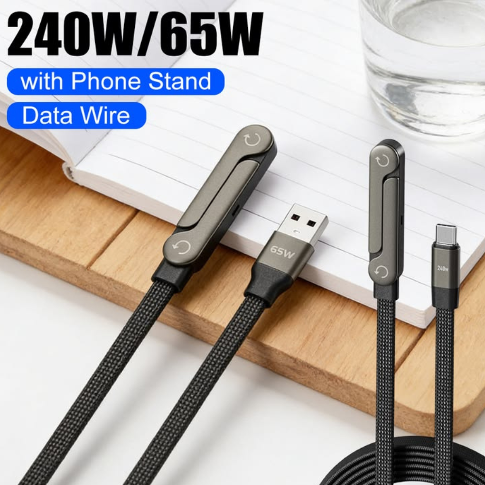 TikTok 240W USB-C Ultra Fast Charging Cable with Invisible Stand (1.5M)