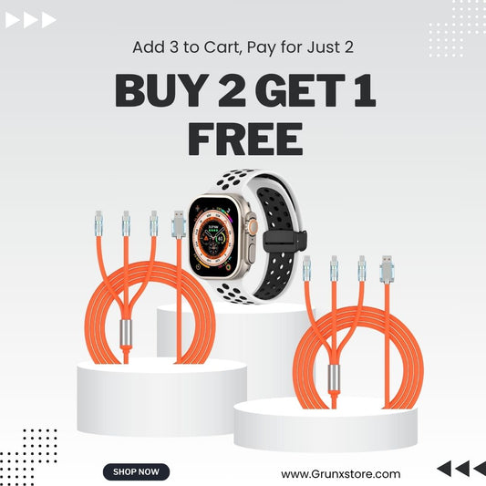Buy Triglo-120 watt 3-in-1 Fast Charging Cable & Atlanta - Magnetic Buckle Bracelet Liquid Silicone Watch Strap
