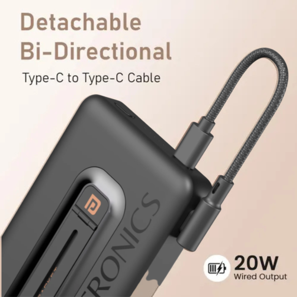 Portronics Revvo 10000mAh MagSafe Wireless Power Bank - 15W With Mobile Stand