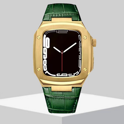 Golden - Luxury Stainless Steel Case & Genuine Leather Strap